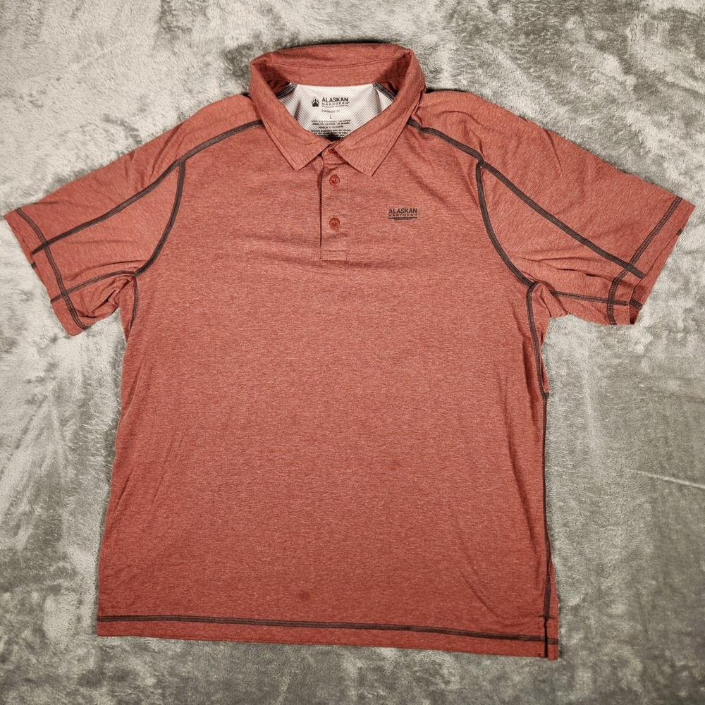 Alaskan Hardgear Polo Mens Large 38438 Red Heather Vented Performance Shirt EUC